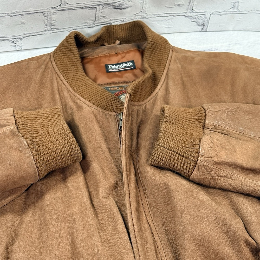 Wilsons‎ Adventure Bound Originals Brown Soft Leather Bomber Jacket Men's XL - Picture 11 of 16